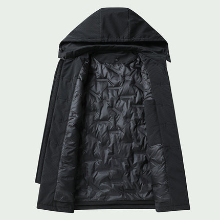 New Chinese Style Tang Suit White Duck Down Jacket Men's Autumn and Winter Buckle Coat Mid-length fleece-lined Warm Winter Clothes