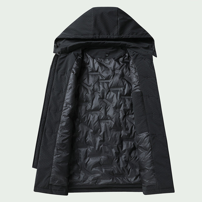 New Chinese Style Tang Suit White Duck Down Jacket Men's Autumn and Winter Buckle Coat Mid-length fleece-lined Warm Winter Clothes