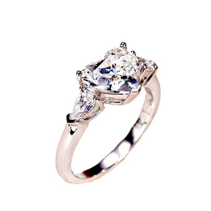 Heart-Shaped Zircon Ring for Women, Elegant Princess Queen Ring Jewelry, Popular and Versatile for Stalls
