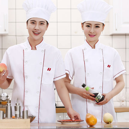 Wholesale Chef Clothes Short Sleeve Summer Clothes Chef Work Clothes Men's and Women's Restaurant Baking Kindergarten Canteen Kitchen Work Clothes