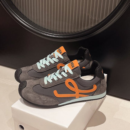 Women's 2025 Autumn New Casual Sports Shoes with Hidden Height Increase, Retro Color-Block Versatile Sneakers Wholesale
