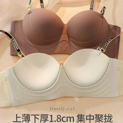 Half Cup Underwear Women's Small Chest Push-up Show Anti-sagging No-mark Sexy Strapless Anti-slip Summer Bra