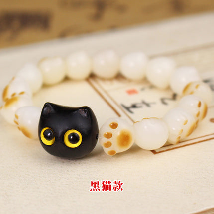Bodhi root cat claw bracelet purple sandalwood black cat charcoal burning white jade Bodhi men and women couple hand jewelry Wenwan bracelet