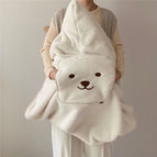 Beige smiley suspender blanket / 80*85