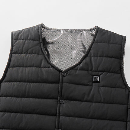 V-Neck Heated Vest Winter Button-Up Heating Vest Thickened Intelligent Constant Temperature Electric Heating Vest Outdoor Cold Protection