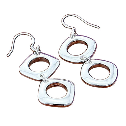 Foreign trade export 925 silver plated fashion double square round earrings Korean version of a large number of spot supply earrings earrings YE115