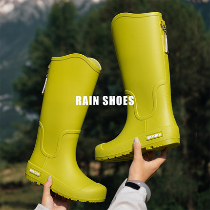 2024 New Cross-border Time Wear Rain Boots Women's High Rain Boots Outdoor Korean-style Waterproof Warm Long Boots