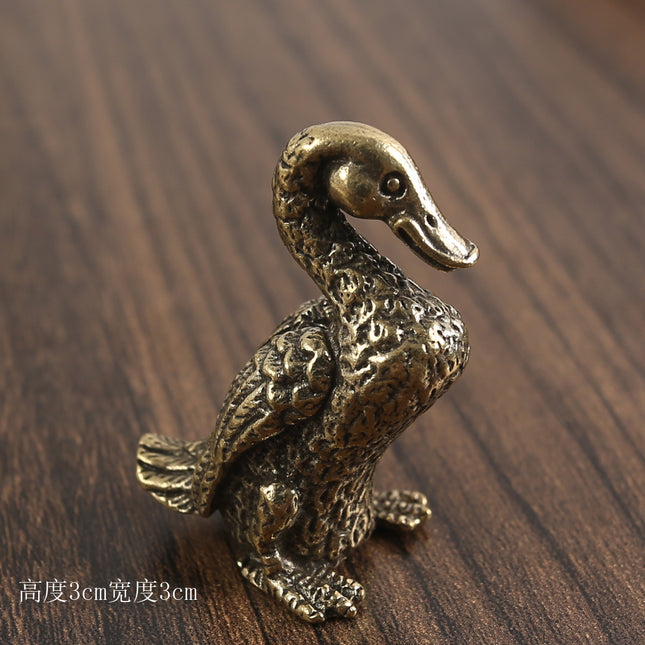 Brass Mandarin duck solid creative tea pet decoration office tea table vintage pure copper pair Mandarin duck crafts copper ware