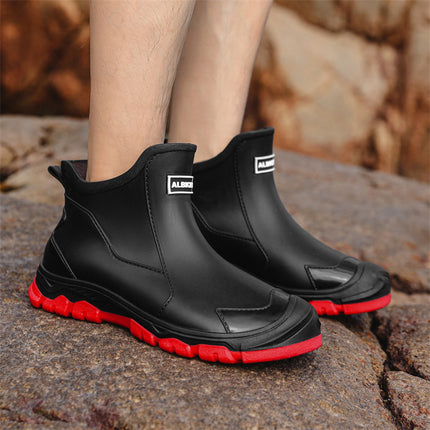 Cross-Border Rain Boots Men's New Short Rain Boots Outer Wear Trendy Casual Kitchen Non-Slip Fishing Shoes Rubber Shoes Waterproof and Wear-Resistant