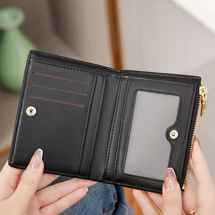 Women's Short Wallet 2024 New Fresh Crocodile Pattern Two-fold Coin Purse Simple Fashion Card Storage Bag