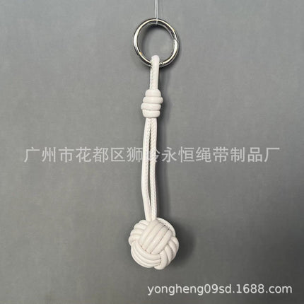 Car Keychain Bag Couple Exquisite Gift Soft Sheepskin Handmade Woven Tennis Ball Monkey Fist Hanging Bag