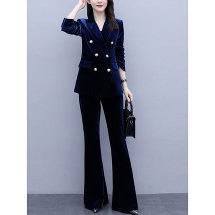 Suit Coat Autumn New Arrival Slim-fit Fashionable Elegant Horn Pants Business Suit Golden Velvet Suit suit Women
