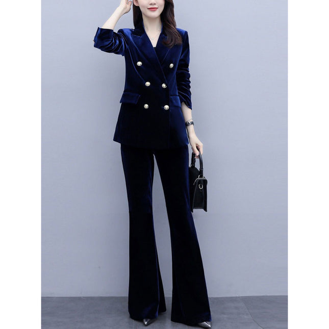 Suit Coat Autumn New Arrival Slim-fit Fashionable Elegant Horn Pants Business Suit Golden Velvet Suit suit Women
