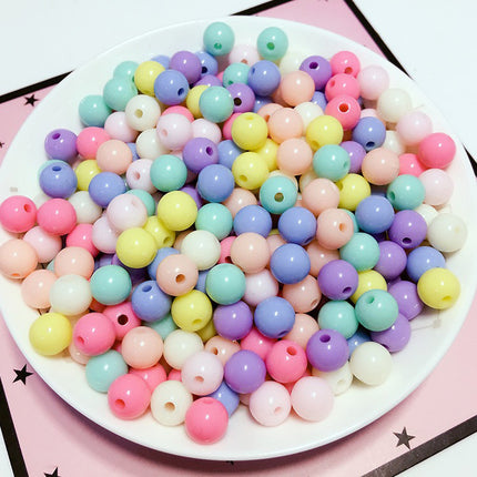 Solid color acrylic round beads handmade beaded diy accessories material Yiwu jewelry manufacturers wholesale candy color beads