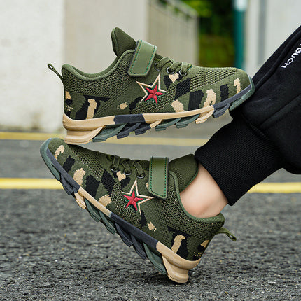 2025 Spring, Summer and Autumn Boys and Girls Students Military Training sneaker Camouflage Summer Camp Anti-skid Shock Absorbing Mesh Ventilation