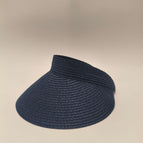 Navy blue large brim empty top straw hat