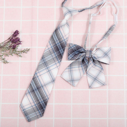 Japanese and Korean striped jk/dk college style men's and women's red cyanotic gray blue shirt accessories tie-free collar set