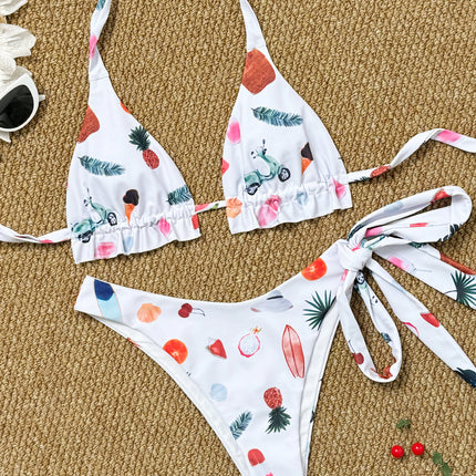 2025 New Women's Swimsuit Amazon Foreign Trade Fashion Printed Seaside Sexy Separates Swimsuit Bikini