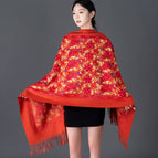 Embroidered garden spring-rust red / 200cm