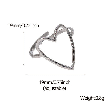 Cross-border simple hollow love titanium steel ring female open cold wind index finger ring heart-shaped stainless steel ring wholesale