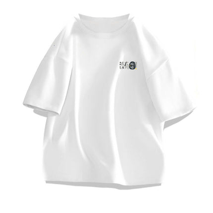 Xinjiang Cotton Short-sleeved T-shirt Men's Trendy Brand 2025 Loose Hong Kong-style Trendy Simple Printed Top for Couple Men and Women