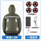 666 military green + 12v4 fan + 12v battery / 3XL