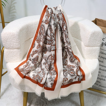 Fashion Printed Wool Scarf 80 Count Worsted Warm Large Shawl Thin Neck Protector Scarf for Mom Autumn and Winter New Products