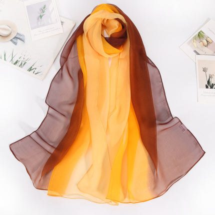 Summer Thin Silk Scarf Soft Breathable Small Qiao Qi Scarf Rainbow Gradient Color Scarf Women's Sunscreen Shawl Etiquette Silk Scarf