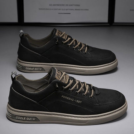 Men's Sneakers 2025 New Trendy Casual Shoes Versatile Leather Shoes Men's Slip-On White Shoes Men