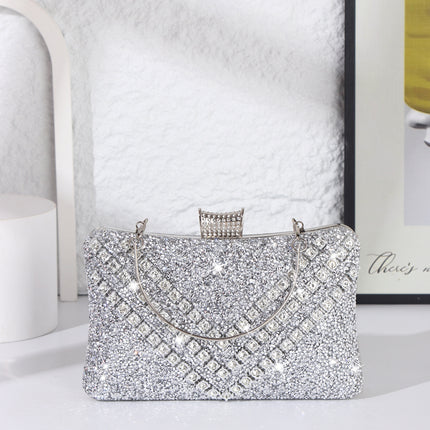Cross-Border Fashion Rhinestone Evening Clutch Bag European and American High-End Retro Handbag Evening Party Diamond-Encrusted Handbag