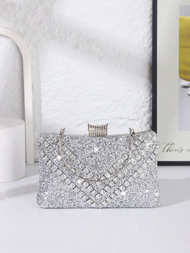 Cross-Border Fashion Rhinestone Evening Clutch Bag European and American High-End Retro Handbag Evening Party Diamond-Encrusted Handbag