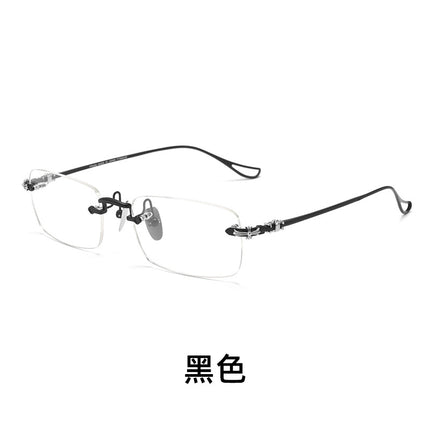 Baishifen Shenzhen Pure Titanium Business Black Glasses Frame Ultra Light Frameless Retro Myopia Glasses Frame Men's WYB8808