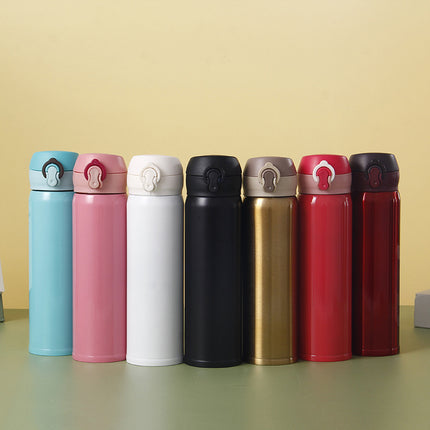304 Stainless Steel Thermos Cup, High-Looking Bouncing Cup with Lock, Outdoor Portable Car Water Cup, Printed Gift Cup