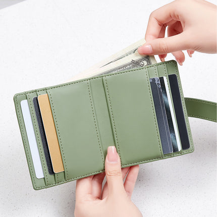Compact and Portable Rfid Anti-Theft Brush Women's Short Wallet 2024 New Pure Color Pu Leather Buckle Card Holder Coin Purse