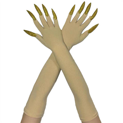 48cm European and American Fashion Halloween Gloves Long Nails Ghost Claw Gloves Long Performance Props Costume Black Red Claw
