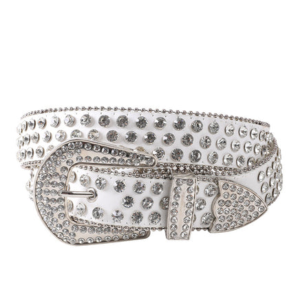 Women's Belt with Rhinestone Inlay Decoration, Versatile for Jeans, Bbsimon Belt Manufacturer Wholesale, Personalized and Trendy