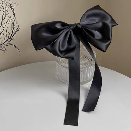 Bow hairpin new black fabric headdress spring clip French high-end head clip jewelry hair clip