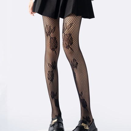 Cross-Border Rose Jacquard Pantyhose Spring and Summer Thin Japanese Style Sexy Baota J Lace Floral Embroider Fishnet Stockings for Women