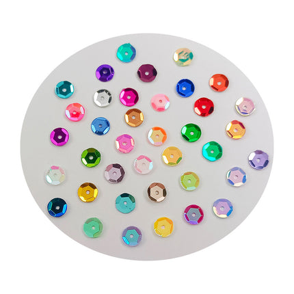 6MM round curved surface hole PVC sequins jewelry accessories concave and convex surface wholesale flat bottom hexagonal sewing clothing beads