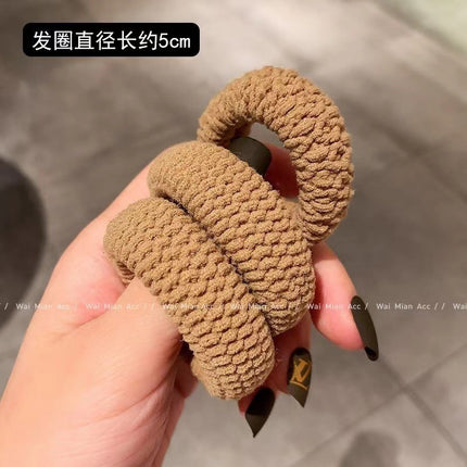 High-End Black Ponytail Hair Rope, Durable Large Intestine Hair Tie, Small Intestine Headband, Scalp Band, Headband, Women's Hair Accessories, Leather Case
