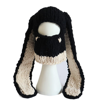 Bear Mask Headgear Sweet Cool Spice Girl Style European and American Handmade Knitted Thickened Wool Warm Hat Cute Autumn and Winter Hat