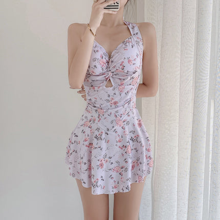 Sexy Swimsuit Women's One-Piece Boxer Conservative Slimming Belly-Covering Sexy Hot Spring Fresh Girl Student Swimsuit
