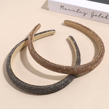 Cross-border new high head full drill super flash hair hoop net red women's sponge hair hoop water drill head hoop hair accessories wholesale