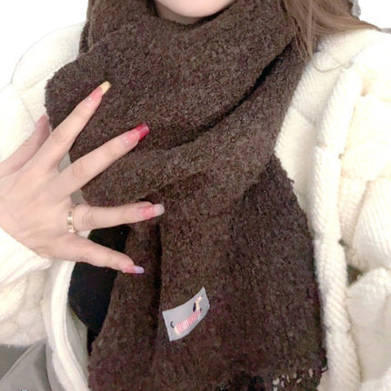 Whitening Wool Knitted Wool Scarf for Girls Winter 2025 New Versatile High-End Warm Scarf Green