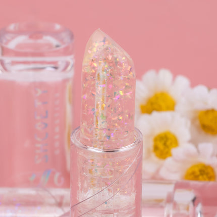 3Color Glitter Color-Changing Lip Balm,Anti-Drying and Long-Lasting Moisturizing Lip Oil, Moisturizing Jelly Lipstick Makeup