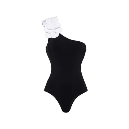 2025 Cross-Border European and American Swimwear New 3D Flower Tube Top Fresh Green One-Piece Swimsuit Wrap Skirt Suit for Women 25316