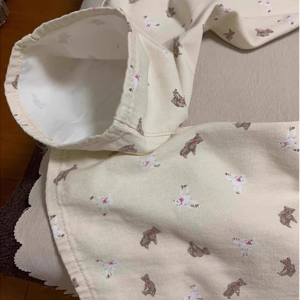 American Retro Bear Print Sweet Jeans for Women, Niche Versatile High-Waisted Floral Slimming Wide-Leg Pants, Fashionable