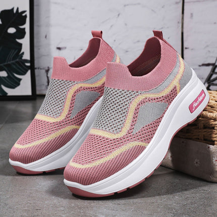 Mom's Shoes, Casual Style Women's Shoes, Wholesale and Dropshipping, Height-Increasing Shoes, 2026 New Style, Fly-Knit Breathable Thick-Soled Mesh Shoes