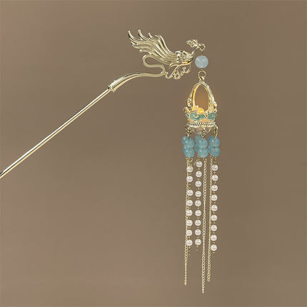 Antique Tassel Hairpin Luminous Lantern Hairpin Metal Phoenix Palace Fairy Style Headwear Daily All-match Hair Accessories for Women