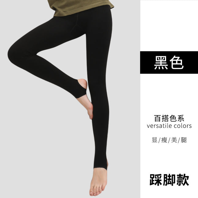 Thickened Fleece Dragon Claw High-Waisted Anti-Pilling Thermal Leggings with High Elasticity, Butt-Lifting, Slimming, and Integrated Socks for Commuting Style